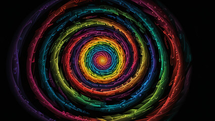 illustration Colorful spiral pattern on black background