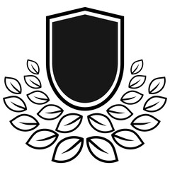 badge with laurel vector outline