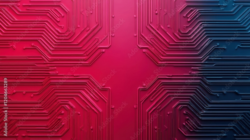 Aufkleber abstract circuit board design in red and blue gradient background