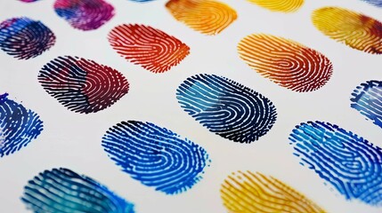 Colorful Fingerprints Arranged In A Pattern
