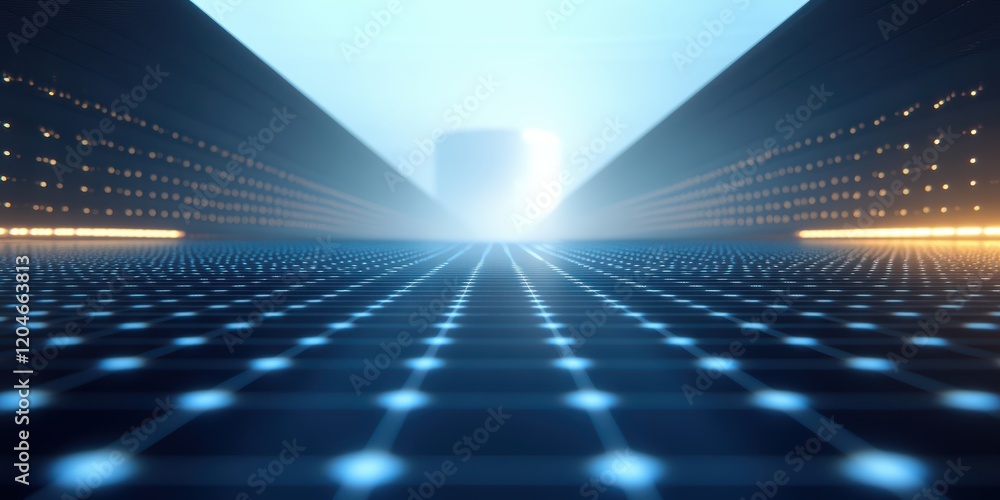 Poster dynamic futuristic pathway virtual environment digital concept high-tech perspective abstract visual