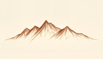 Hand-drawn mountain sketch with earthy brown shading