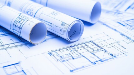 Modern office building architectural blueprints and design concepts