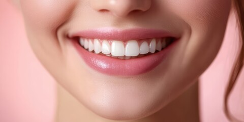 Obraz premium Bright smile concept portrait of a woman studio setting high-quality image vibrant background close-up view