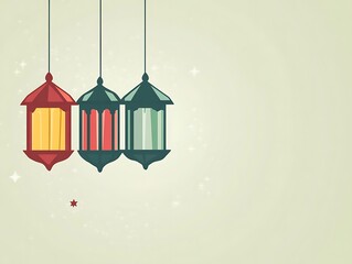 Three Hanging Lanterns Festive Ramadan Decor