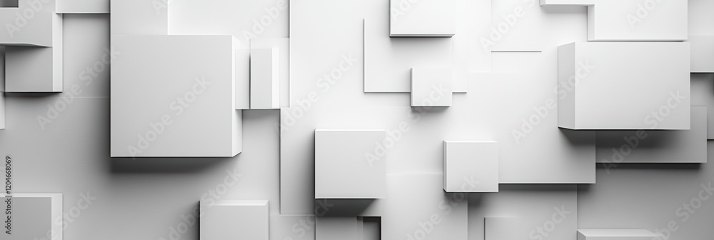 Poster abstract design featuring varying white geometric shapes on a textured background creating a modern 