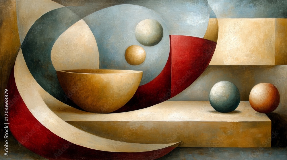 Poster exploration of form and color in avant-garde abstract composition featuring curvilinear shapes and g