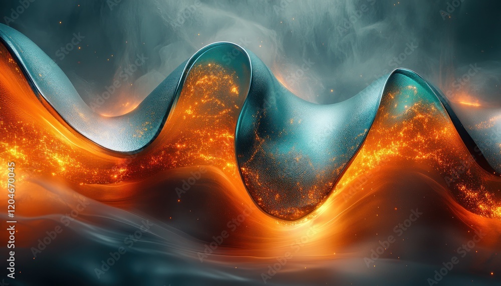 Poster elegant abstract metallic background with flowing shapes and soft lighting