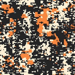 Digital camouflage background, army black, orange, red, chocolate, and light brown color, with a blend of natural colors used for camouflage