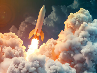 spaceship and clouds