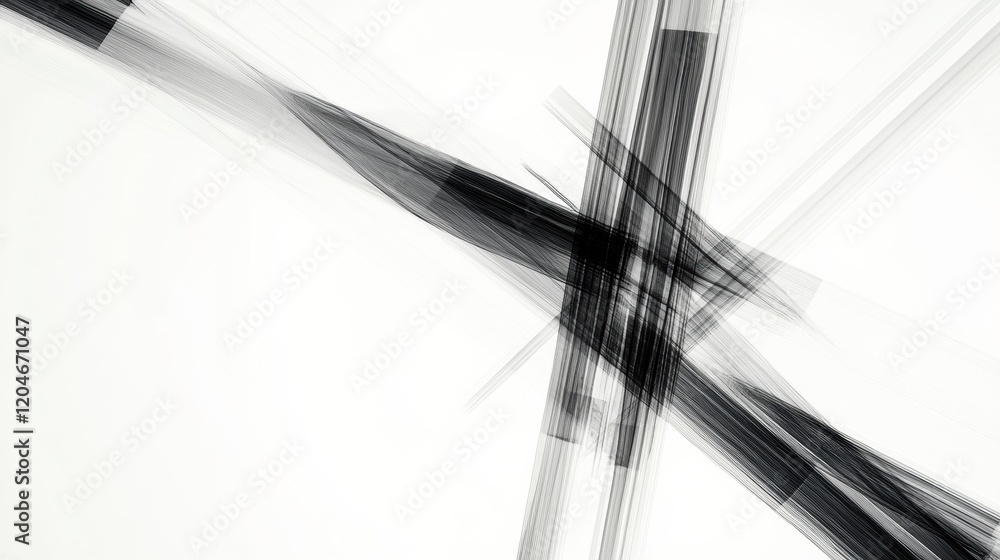Aufkleber abstract black and white lines intersecting on a light background creating dynamic patterns and text
