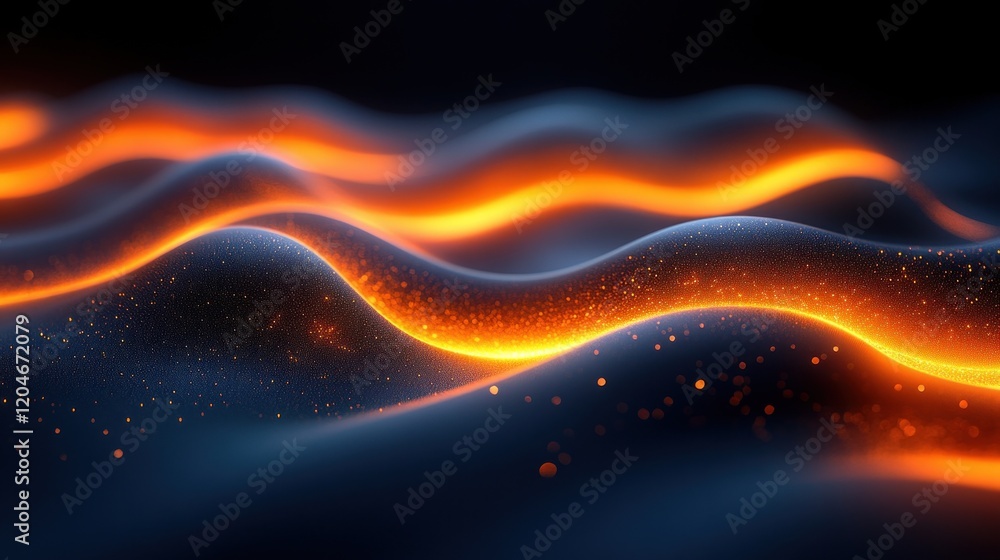 Poster futuristic abstract design with iridescent lighting and smooth curves in minimalist style