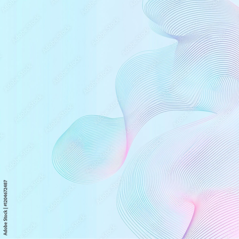 Poster Abstract wave pattern in pastel colors creates a calming atmosphere for design and artistic projects. Generative AI