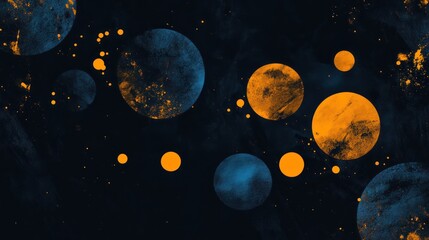 Abstract space planets, dark night sky, swirling cosmic background