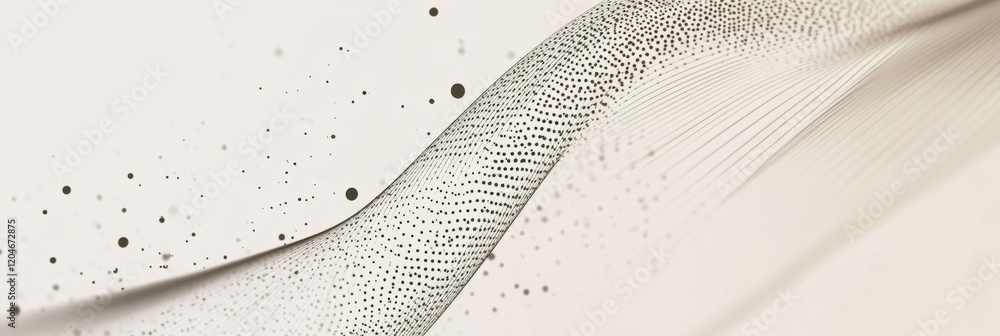 Aufkleber Artistic abstract design featuring flowing lines and dots creating a delicate, serene composition in subtle tones. Generative AI