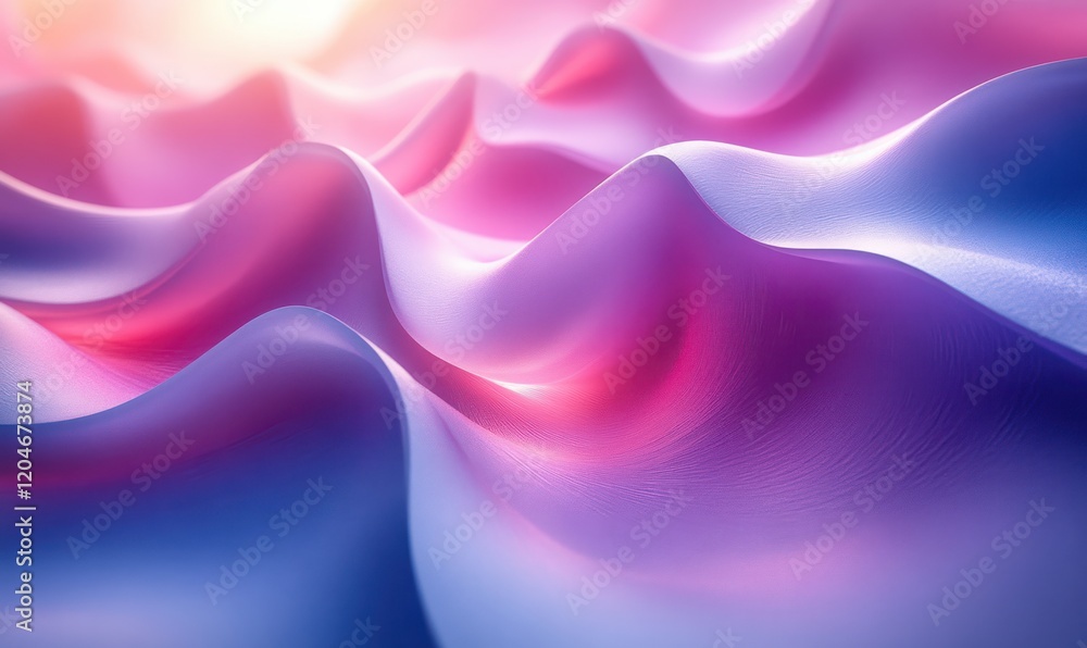 Poster minimalist abstract 3d render of layered curves in purple and blue