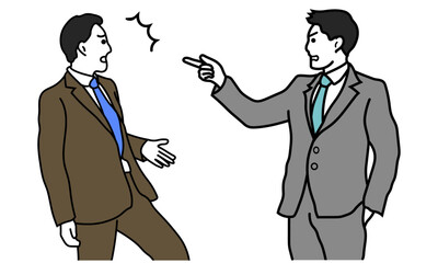 ビジネスマン同士の口論の場面イラスト