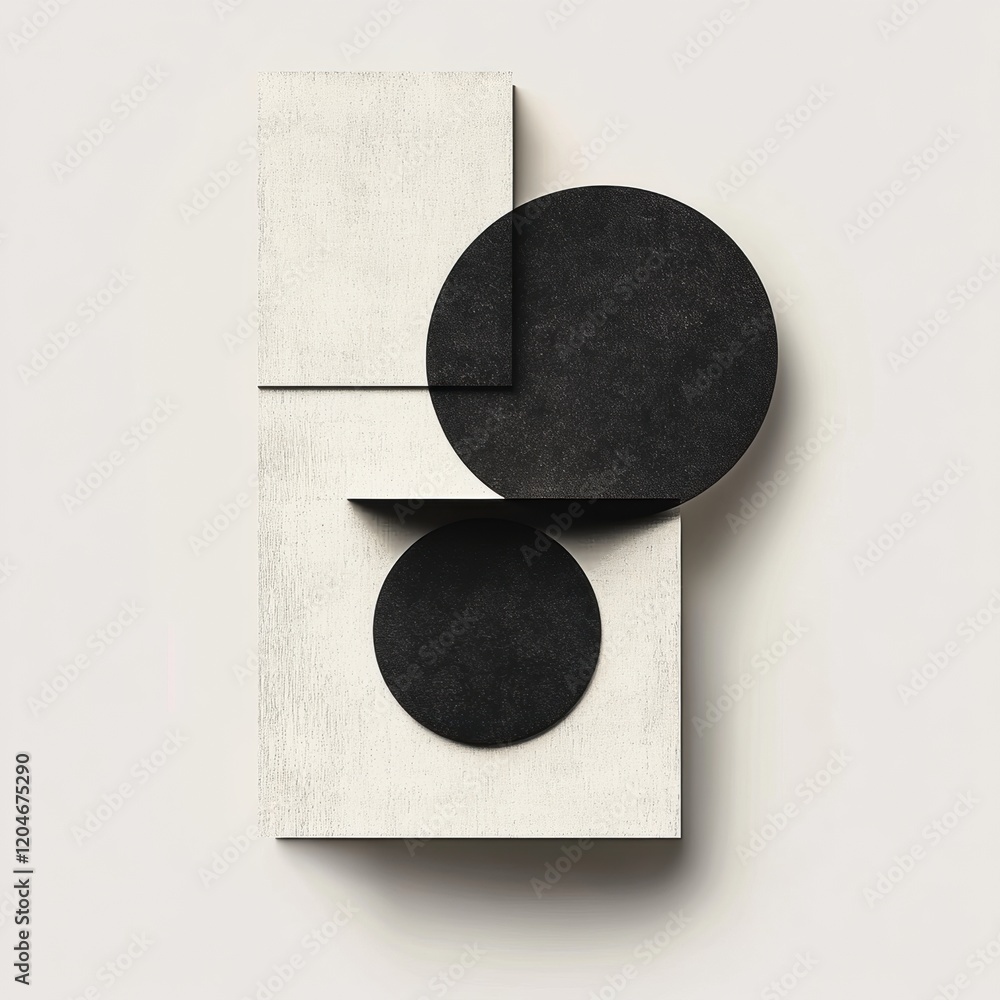 Poster modern geometric wall art featuring contrasting shapes in monochrome palette on a neutral background