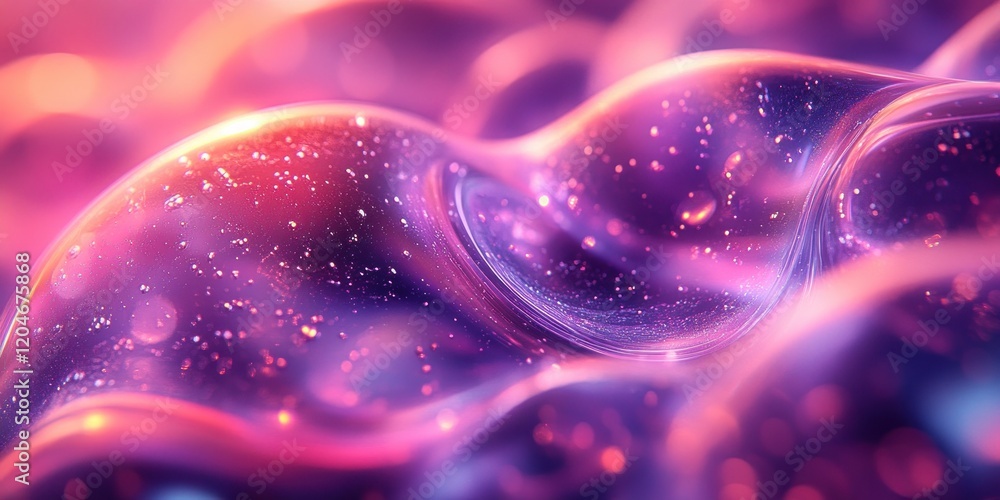 Poster Futuristic Abstract Composition with Overlapping Purple Rings and Soft Ambient Lighting in Minimalistic Style