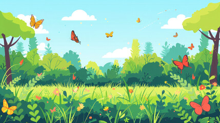 landscape with grass and flowers