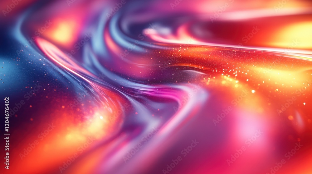 Aufkleber futuristic neon gradient reflections in curved surface abstract design