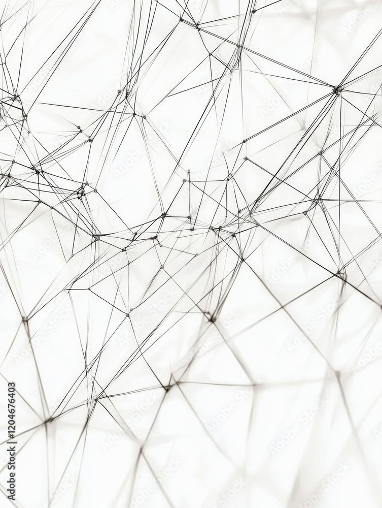 Poster intricate web of lines creating an abstract geometric pattern in monochrome tones. generative ai
