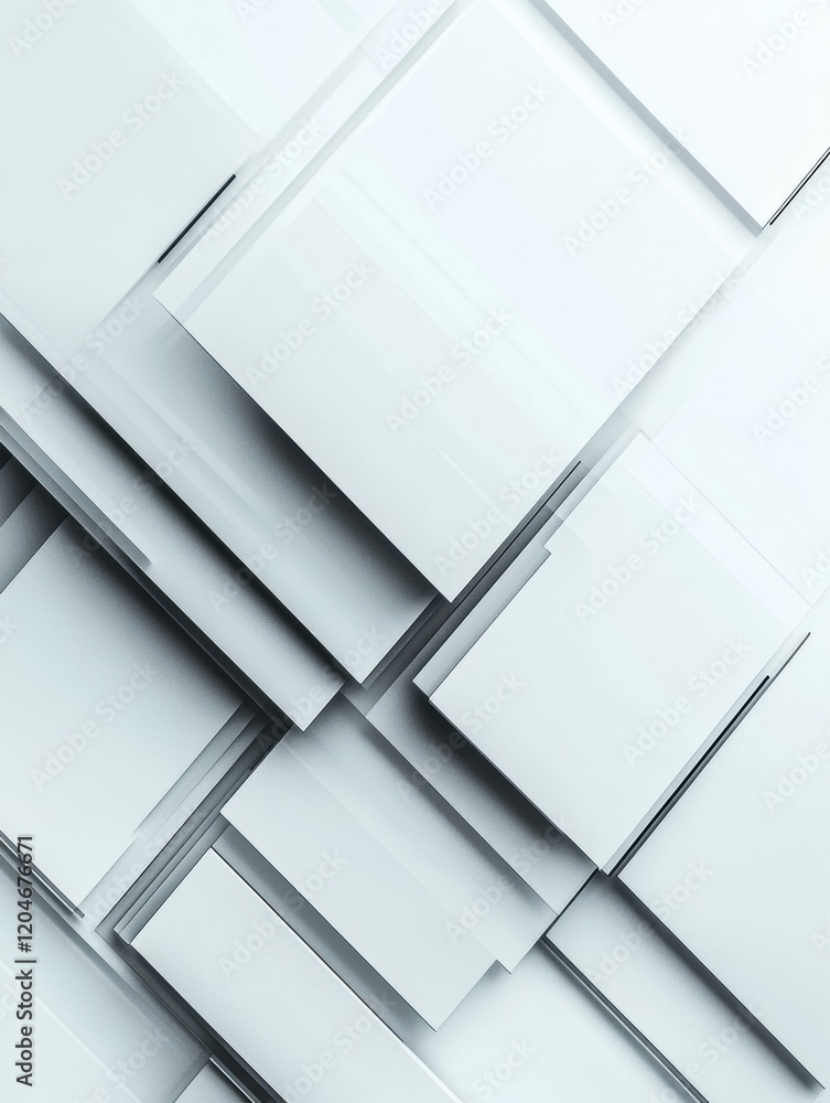 Leinwandbilder Textured design of overlapping white surfaces creating a modern abstract composition in a minimalist style. Generative AI