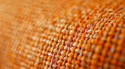 Closeup Detailed View Of Orange Woven Textile Fabric