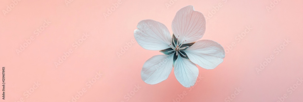 Leinwandbilder delicate white flower with soft petals against a pastel pink background in a serene and calming sett