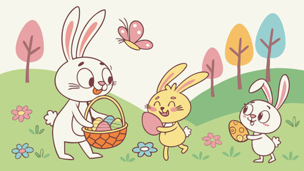 Obraz premium Easter bunny greeting cards background image vector file