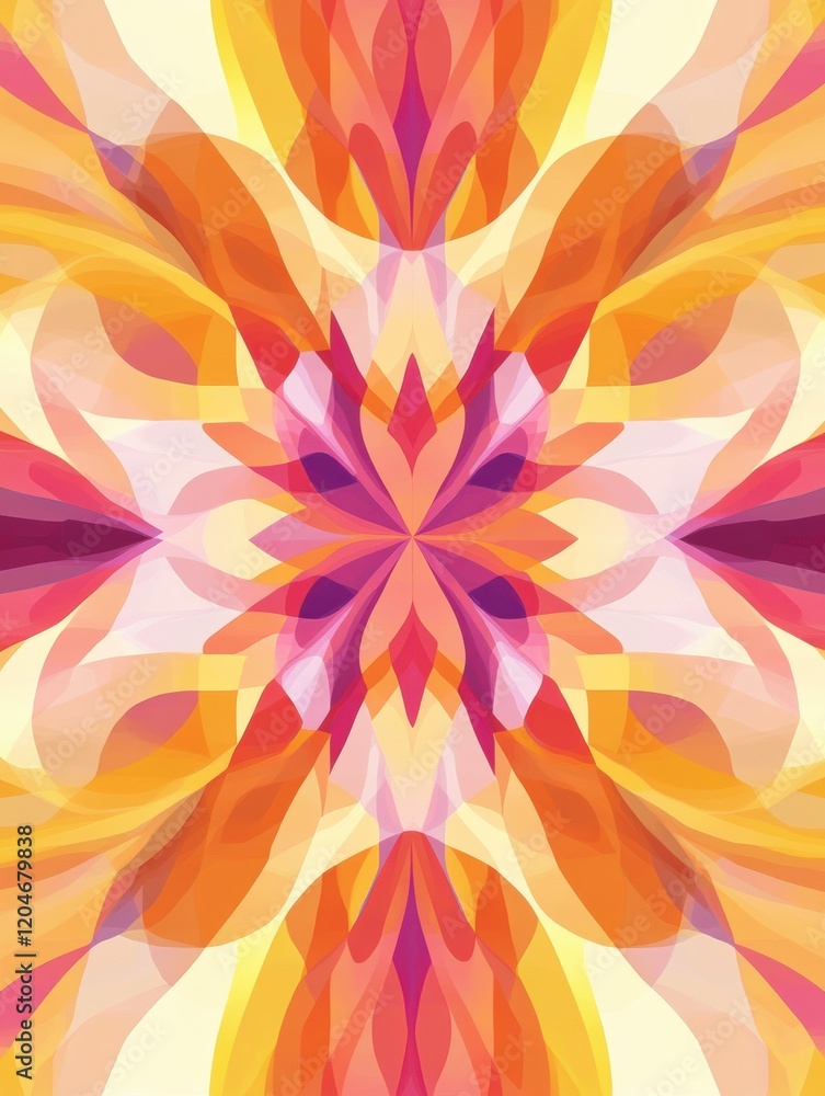 Poster Colorful abstract design showcasing vibrant hues and symmetrical patterns in warm tones. Generative AI