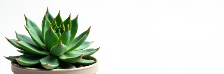Obraz premium Prickly Agave plant isolated on white background, green, agave vivipara marginata