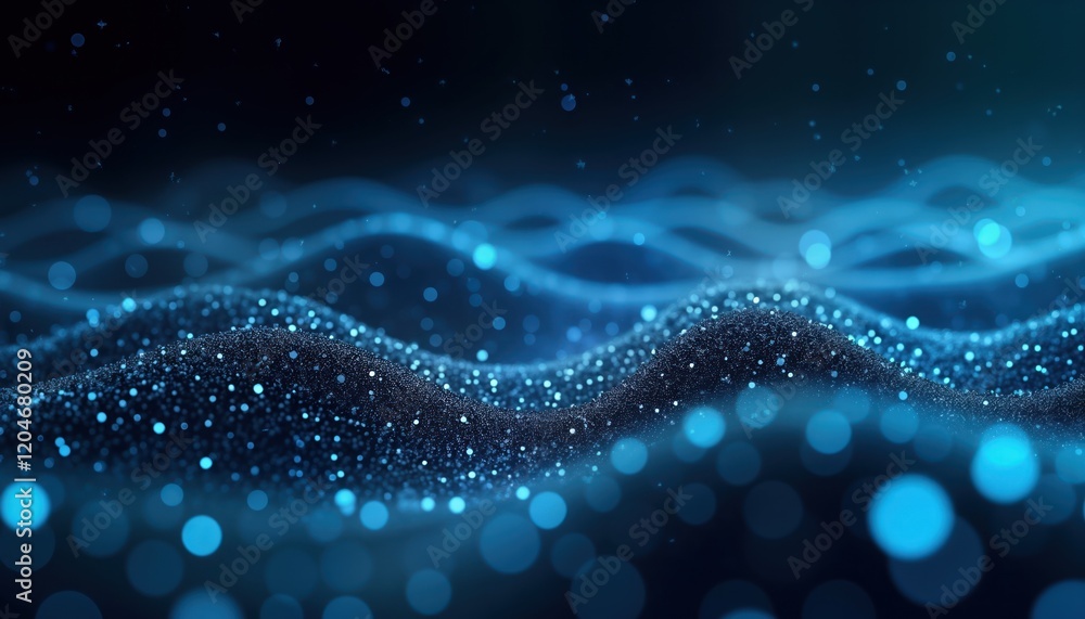 Aufkleber Dynamic tech abstraction background with futuristic design. Abstract pattern of blue light, dots. Modern illustration for software developers, tech enthusiasts. Business environment setting with