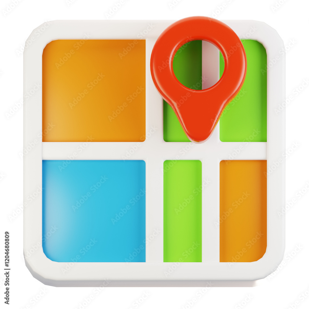 Poster 3d rendering general user interface icon concept. 3d render map icon