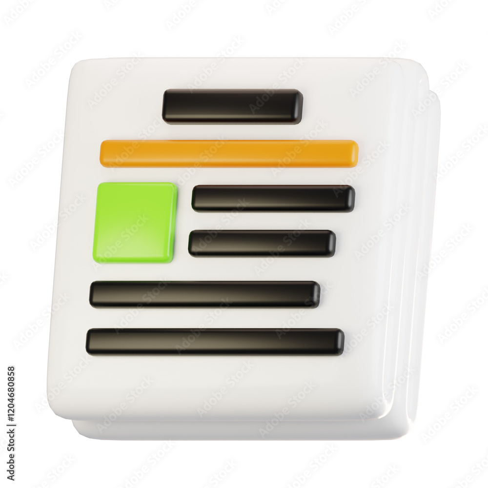 Poster 3d rendering general user interface icon concept. 3d render news icon