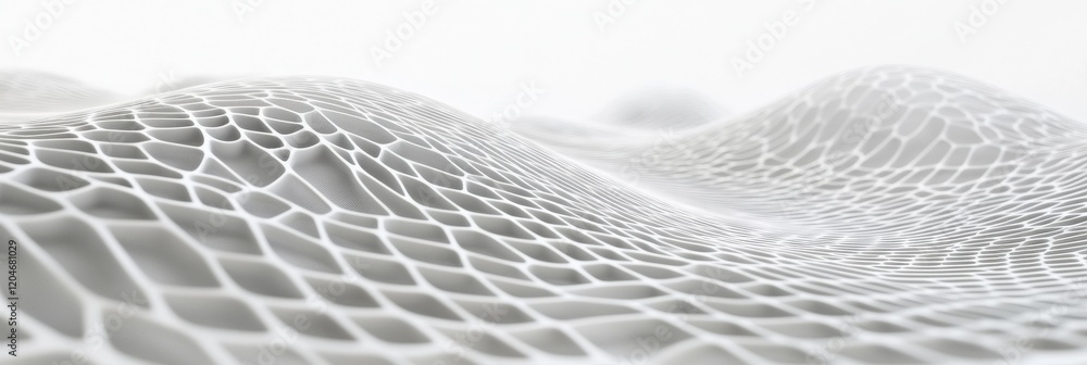 Poster textured wave pattern resembling white mesh in an abstract landscape during bright daylight. generat