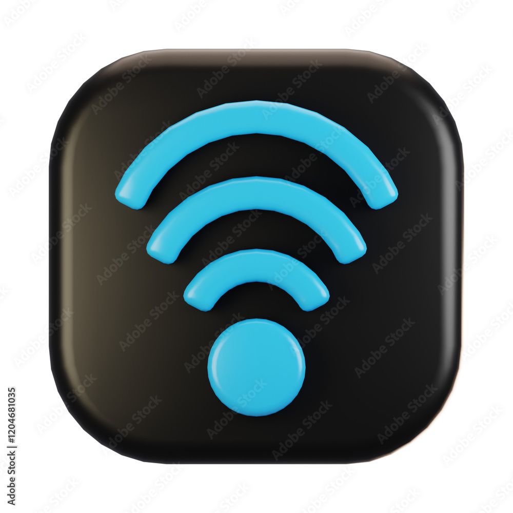 Poster 3d rendering general user interface icon concept. 3d render wifi icon