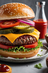 an appetizing hamburger