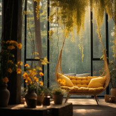 hanging macrames and trees soft blur shadows,