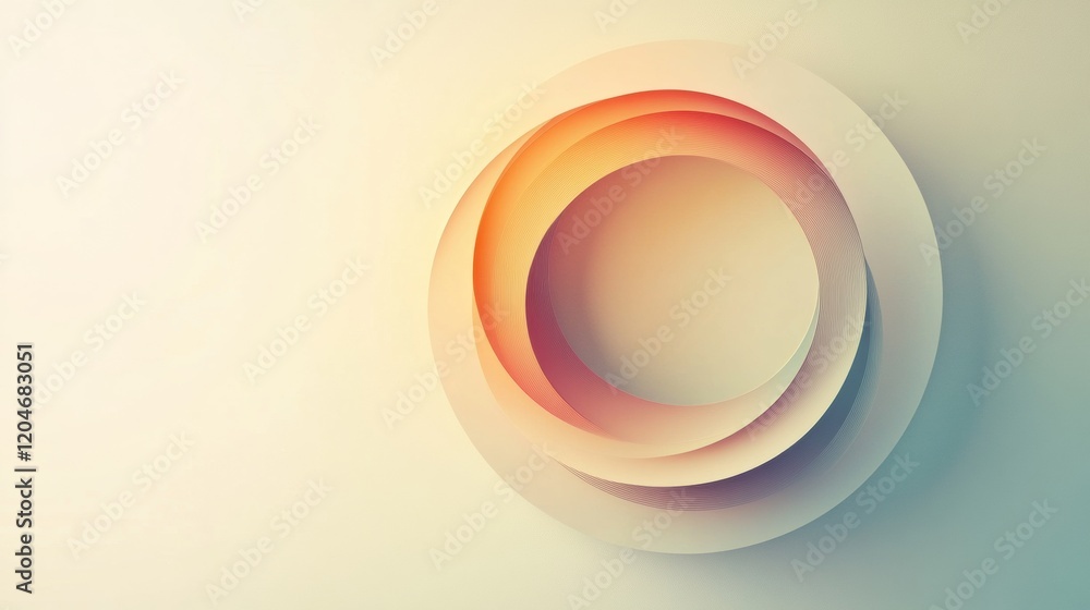 Poster abstract layered circles in warm tones creating a serene visual composition on a soft background. ge
