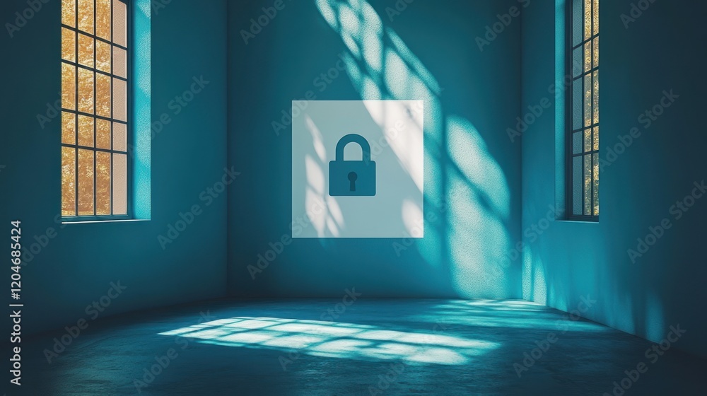Poster cybersecurity protection: secure access against fraud, data breach, cyber attacks, password encrypti