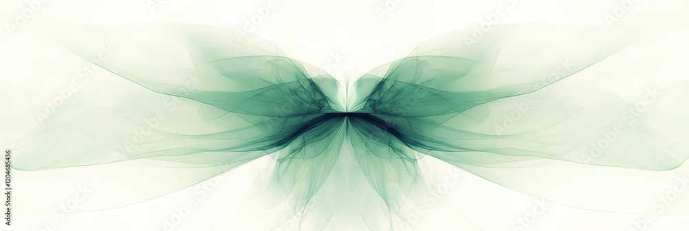 Poster soft green abstract design resembling butterfly wings created with flowing textures and gentle gradi