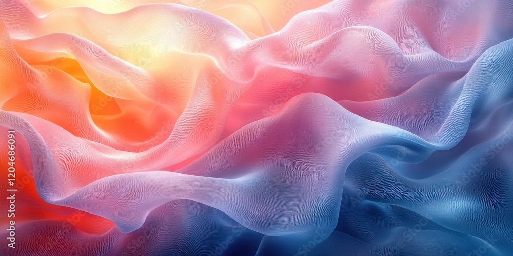 Poster abstract intertwined ribbons in soft pastel colors with light effect
