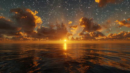 sunset over the river