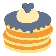 Blueberry pancake with vanilla ice cream vector