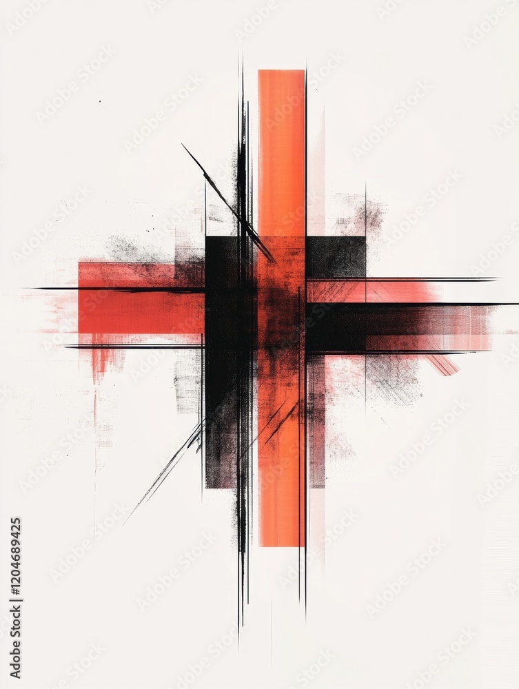 Aufkleber abstract composition featuring bold colors and geometric shapes in modern artwork display. generativ