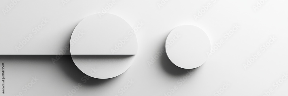 Poster Abstract design featuring two circles with geometric shapes on a light background highlighting simplicity and elegance. Generative AI