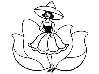 person with a hat flower vector