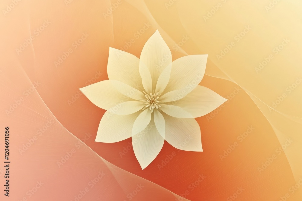 Aufkleber Softly glowing flower on a warm gradient background creating an elegant and tranquil ambiance. Generative AI