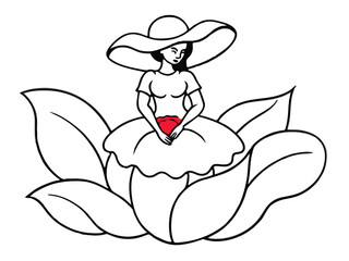 illustration of an angel vector with flower